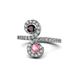 1 - Raene Red Garnet and Pink Tourmaline with Side Diamonds Bypass Ring 
