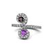 1 - Raene Red Garnet and Amethyst with Side Diamonds Bypass Ring 