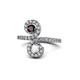 1 - Raene Red Garnet and White Sapphire with Side Diamonds Bypass Ring 