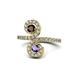 1 - Raene Red Garnet and Iolite with Side Diamonds Bypass Ring 