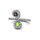 1 - Raene Red Garnet and Peridot with Side Diamonds Bypass Ring 