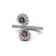 1 - Raene Red Garnet and Ruby with Side Diamonds Bypass Ring 