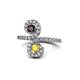 1 - Raene Red Garnet and Yellow Sapphire with Side Diamonds Bypass Ring 