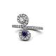 1 - Raene Diamond and Blue Sapphire with Side Diamonds Bypass Ring 