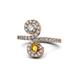 1 - Raene Diamond and Citrine with Side Diamonds Bypass Ring 