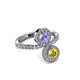 3 - Kevia Yellow Diamond and Tanzanite with Side Diamonds Bypass Ring 