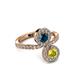 3 - Kevia Yellow and Blue Diamond with Side Diamonds Bypass Ring 