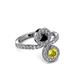 3 - Kevia Yellow and Black Diamond with Side Diamonds Bypass Ring 