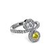 3 - Kevia Yellow and White Diamond with Side Diamonds Bypass Ring 