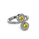 3 - Kevia Yellow Diamond and Yellow Sapphire with Side Diamonds Bypass Ring 