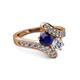 2 - Eleni Blue Sapphire and Diamond with Side Diamonds Bypass Ring 