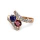 1 - Eleni Blue Sapphire and Ruby with Side Diamonds Bypass Ring 