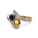 1 - Eleni Blue Sapphire and Citrine with Side Diamonds Bypass Ring 