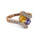 2 - Eleni Citrine and Iolite with Side Diamonds Bypass Ring 