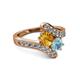 2 - Eleni Citrine and Aquamarine with Side Diamonds Bypass Ring 