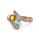 1 - Eleni Citrine and Aquamarine with Side Diamonds Bypass Ring 