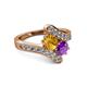 2 - Eleni Citrine and Amethyst with Side Diamonds Bypass Ring 