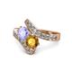 1 - Eleni Tanzanite and Citrine with Side Diamonds Bypass Ring 