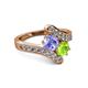 2 - Eleni Tanzanite and Peridot with Side Diamonds Bypass Ring 