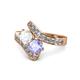 1 - Eleni White Sapphire and Tanzanite with Side Diamonds Bypass Ring 
