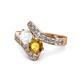 1 - Eleni White Sapphire and Citrine with Side Diamonds Bypass Ring 