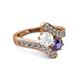 2 - Eleni White Sapphire and Iolite with Side Diamonds Bypass Ring 