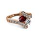 2 - Eleni Ruby and Diamond with Side Diamonds Bypass Ring 