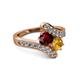 2 - Eleni Ruby and Citrine with Side Diamonds Bypass Ring 