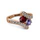 2 - Eleni Ruby and Iolite with Side Diamonds Bypass Ring 