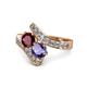 1 - Eleni Ruby and Iolite with Side Diamonds Bypass Ring 