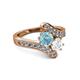 2 - Eleni Aquamarine and White Sapphire with Side Diamonds Bypass Ring 