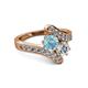 2 - Eleni Aquamarine and Diamond with Side Diamonds Bypass Ring 