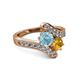 2 - Eleni Aquamarine and Citrine with Side Diamonds Bypass Ring 