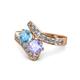 1 - Eleni Blue Topaz and Tanzanite with Side Diamonds Bypass Ring 