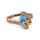 2 - Eleni Blue Topaz and Citrine with Side Diamonds Bypass Ring 