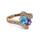 2 - Eleni Blue Topaz and Iolite with Side Diamonds Bypass Ring 