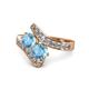 1 - Eleni Blue Topaz with Side Diamonds Bypass Ring 