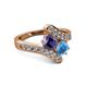 2 - Eleni Iolite and Blue Topaz with Side Diamonds Bypass Ring 