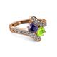 2 - Eleni Iolite and Peridot with Side Diamonds Bypass Ring 