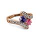 2 - Eleni Iolite and Rhodolite Garnet with Side Diamonds Bypass Ring 