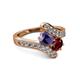 2 - Eleni Iolite and Ruby with Side Diamonds Bypass Ring 