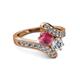 2 - Eleni Rhodolite Garnet and Diamond with Side Diamonds Bypass Ring 