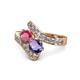 1 - Eleni Rhodolite Garnet and Iolite with Side Diamonds Bypass Ring 