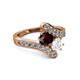 2 - Eleni Red Garnet and White Sapphire with Side Diamonds Bypass Ring 