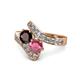 1 - Eleni Red and Rhodolite Garnet with Side Diamonds Bypass Ring 