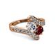 2 - Eleni Diamond and Ruby with Side Diamonds Bypass Ring 