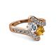 2 - Eleni Diamond and Citrine with Side Diamonds Bypass Ring 
