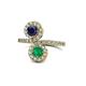 1 - Kevia Blue Sapphire and Emerald with Side Diamonds Bypass Ring 