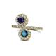1 - Kevia Blue Sapphire and Blue Diamond with Side Diamonds Bypass Ring 