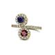 1 - Kevia Blue Sapphire and Ruby with Side Diamonds Bypass Ring 